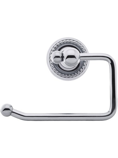 Brass Swinging Toilet-Paper Holder with Rope Rosette in Polished Chrome.